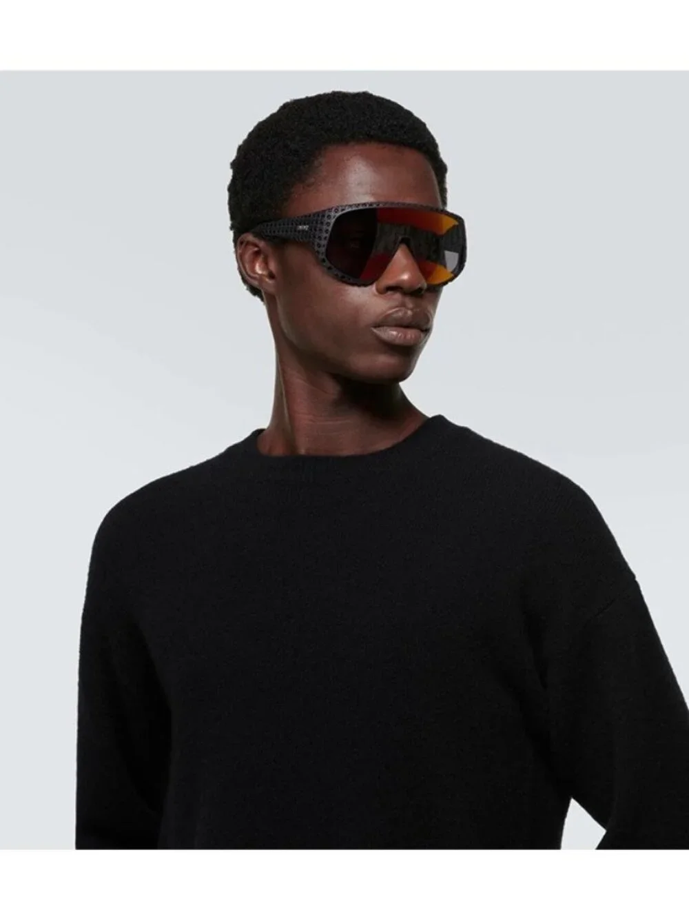 Dior DIOR3D M1U 11B0 Sunglasses Matte Black Shield Frame, Blue Lenses